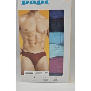 Papi 6-Men's‎ Premium Cotton Low Rise Briefs Large (36-38)  Blues/Pink/Black
